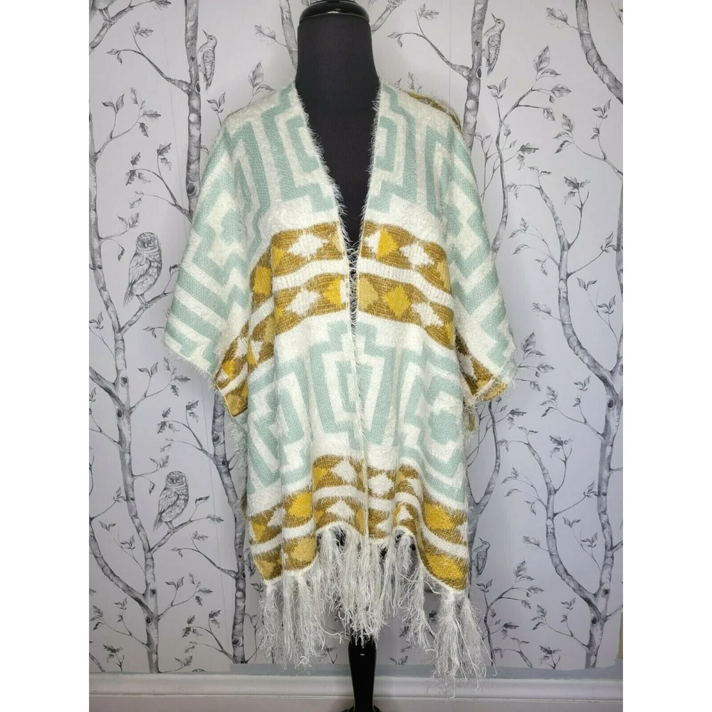 𝅺FREE PEOPLE Diamondback Knit Sweater Kimono Wrap - Picture 4 of 8